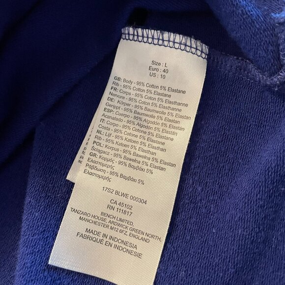 Bench Women sweatshirt hoodie size Large - Gorgeous Dark Cobalt Blue - Picture 12 of 14